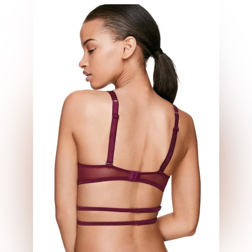 VICTORIAS SECRET PINK Burgundy gold star date night push up sexy bra size 34A - Picture 9 of 12